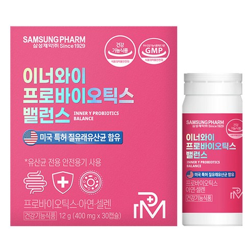 삼성제약 이너와이 프로바이오틱스 밸런스 질유래유산균, 1개, 30정
