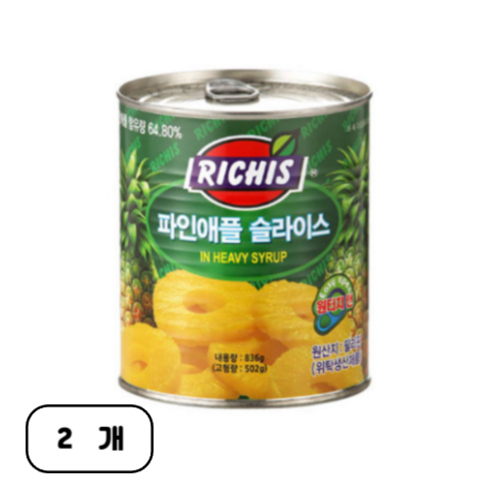 리치스 슬라이스 파인애플 통조림, 836g, 4개