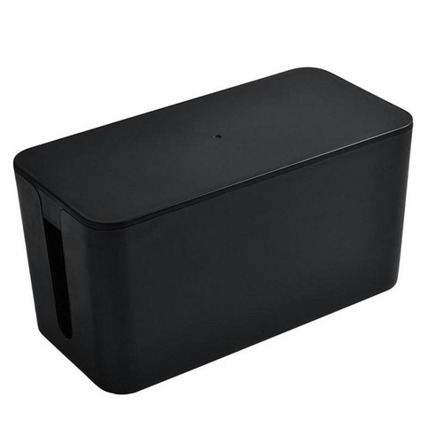 케이블 정리 상자 보관 연장 관리 및 정리를 위한 플라스틱 케이블 상자 케이블 및 투명 데스크탑, 블랙 S, 2 크기