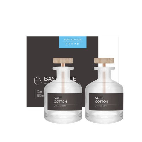베이스노트 차량용 대용량 디퓨저 150ml, 2개, 소프트코튼