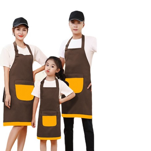 ANKRIC 호텔 웨이터 앞치마 방유 및 방오 합성 고삐 목 싱글 포켓 앞치마 원피스앞치마, 깊은 커피