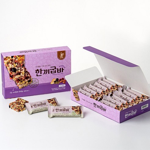 (오직미)한끼굽바 우리쌀로 구워 속이편한 에너지바 27g 명성제분 퍼플/옐로우(6개입/12개입), 6개, 24g