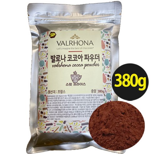 발로나코코아파우더 무가당 무설탕 코코아분말 발로나파우더 코코아파우다 카카오파우더 카카오가루 스윗프라이스, 3개, 1개입, 380g