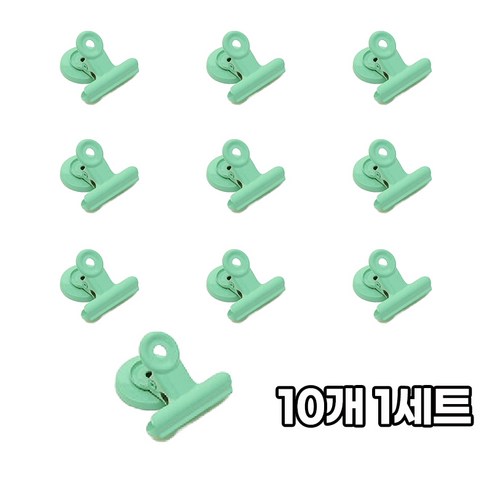 자석 컬러 집게 냉장고 마그넷 홀더 클립 10개 세트, 민트