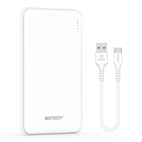 스피디 슬림핏 보조배터리 5000mAh + 케이블, SPE-PBCP50, WHITE