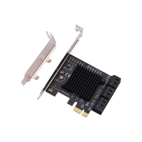 Xzante Chia Mining PCIe Gen3 X1 - 6 포트 6G SATA III 3.0 컨트롤러 로우 프로파일 브래킷이 있는 비 RAID 확장 카드, 검은 색