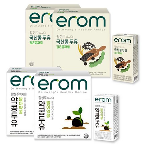 이롬 황성주 박사의 국산콩두유 검은콩깨쌀32 / 발아약콩두유32 (총 4BOX), 64개, 190ml