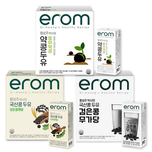 이롬erom 발아약콩1 / 검은콩깨쌀1 / 검은콩무가당1 (총3BOX), 48개, 190ml 황성준