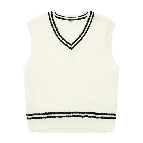 에꼴리에 남아 케이블 배색 브이넥 니트 베스트 23A5001 IV