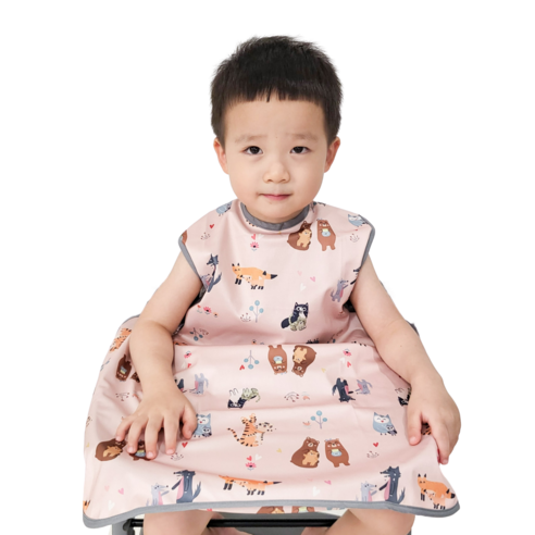 벨베이비 식탁일체형 방수 턱받이 나시 완전커버 라지, (리뉴얼)알콩달콩 동물가족, 1개
