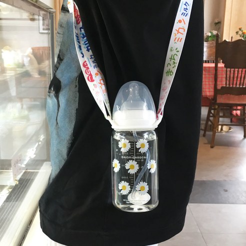 한국어 스타일 귀여운 컵 졸업 짚 성인 크리 에이 티브 유리 컵 여학생 젖꼭지 컵 휴대용 컵, 330ml일곱꽃스케일240_단일병+밀짚중력볼+스트랩