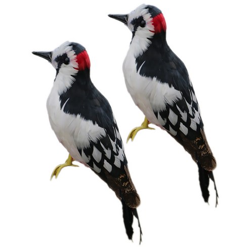 2PCS 현실적인 인공 깃털 동물 딱따구리 정원 입상 장식, 33x10x6cm, 설명, 멀티