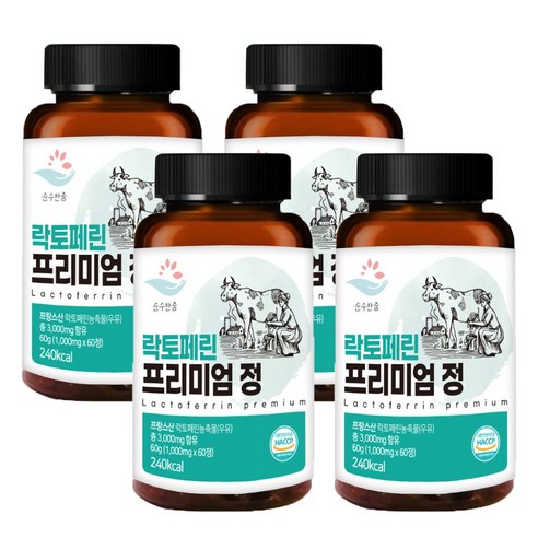 락토페린  순수한줌 락토페린 프리미엄 정 1 000mg x 60정, 4개