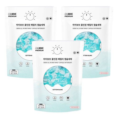 아이보브 프리미엄 코튼블랑 올인원 패밀리 캡슐세제, 30개입, 3개