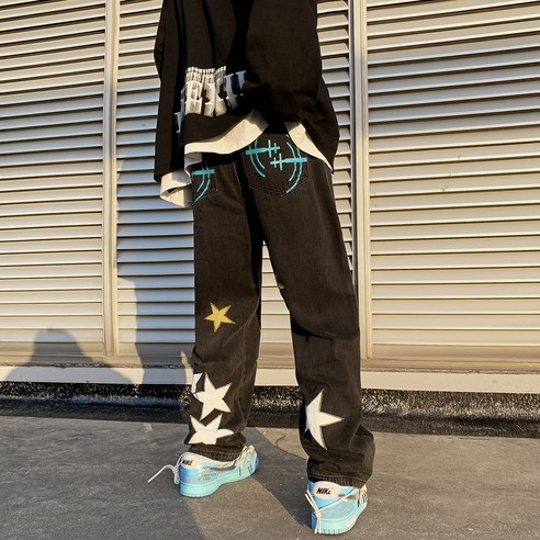 DFMEI 국립 패션 남성 봄 한국 스타일 유행 스트리트 한섬 바지 패션 브랜드 느슨한 스트레이트 와이드 레그 바지