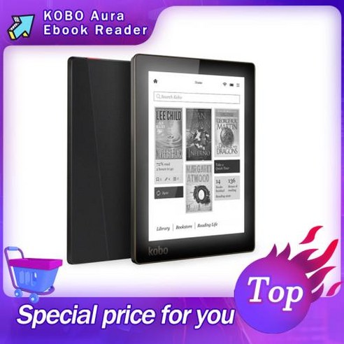 Kobo Aura 전자 책 리더 Kindle 전자 잉크 1024x758 해상도 와이파이 4GB 내장 프론트 라이트 6 인치 212PPI, 없음, 2) 전자 책 리더 케이스 세트 Black