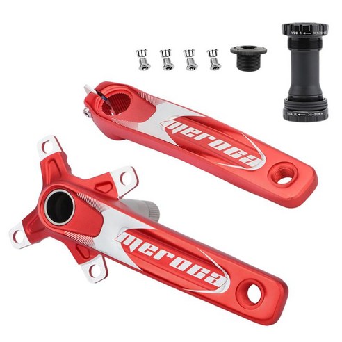 알루미늄 MTB 도로 자전거 자전거 크랭크 세트 바텀 브래킷 BB 170mm BCD 104mm, 레드 BB, 알루미늄 합금