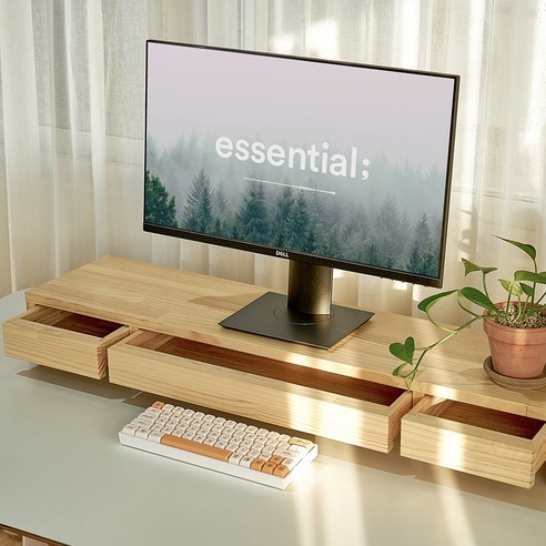 업무 공간을 효율적이고 아름답게, 어반데코 원목 3서랍형 모니터 받침대