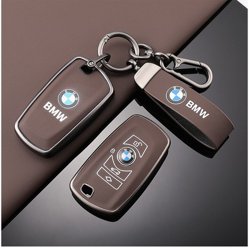 맥스아머 BMW 호환 가죽 키케이스 자동차 키링 키홀더, A타입, 브라운