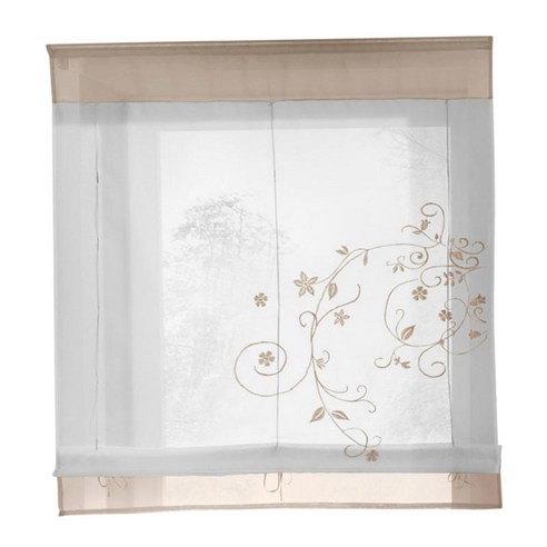 빈티지 프릴 쉬어 커튼 질감 탭 탑 창 보일 패널 침실 거실, 1 모래 60x120cm, {"수건소재":"폴리 에스터"}