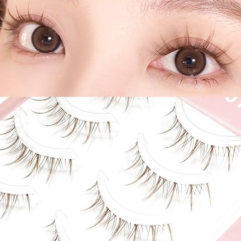 블링톡 통 인조 속눈썹 5쌍 아이돌 셀프 연장 투명 자연스러운 붙이기, 1개, 블링톡 인조속눈썹 T05 허니레이디 브라운