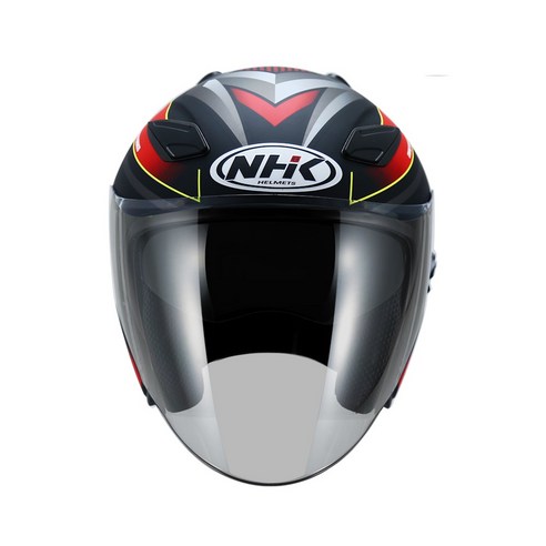NHK R1 오픈페이스 헬멧 오토바이 헬멧, L, 랠리 무광블랙레드