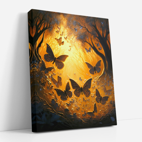 아트앤코 인테리어 캔버스 액자 50x40cm, 신비로운 나비의 숲
