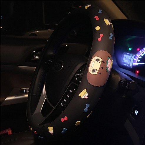 특별 Geely Bo Yue Bo Rui 새로운 비전 킹콩 Emgrand Gs Gl Ec7 스티어링 휠 커버 만화 D 유형, 무스 블랙 실리콘 D 유형