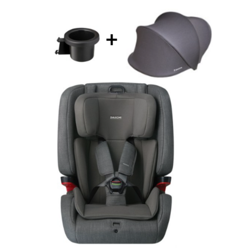 다이치 ISOFIX 브이가드 토들러 리우 카시트 + 선바이저 + 컵 홀더 세트, Charcoal(진회색) 1개 영유아카시트