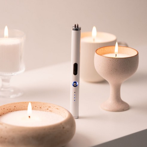 감성 가득! 디루쏘 KC인증 USB 충전식 감성 캔들라이터 화이트