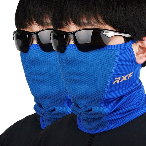 RXF MAX-7 1+1 여름 스포츠마스크 골프 등산 자전거마스크 얼굴햇빛가리개, 블루+블루, 2개
