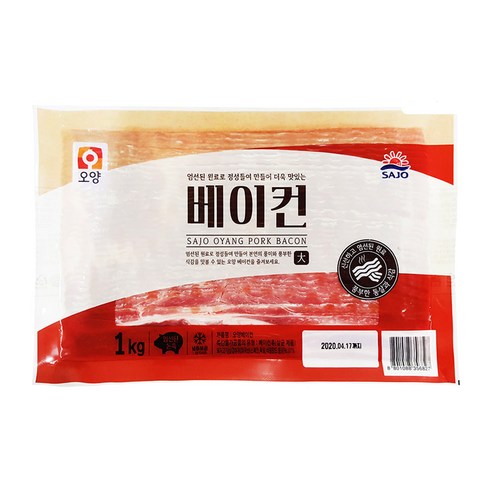 사조오양 베이컨 냉동 1kg, 3개