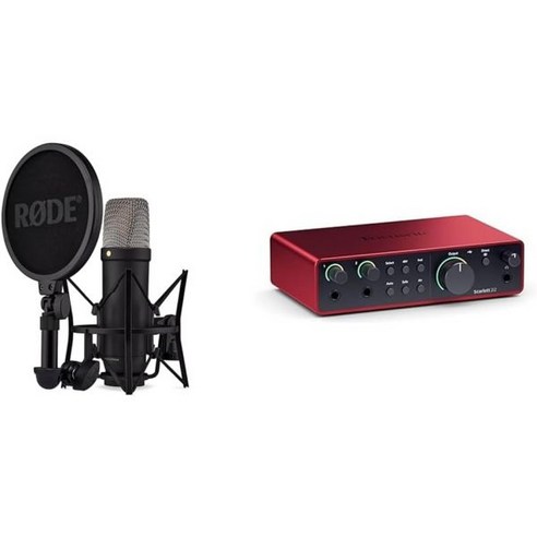 포커스라이트 스칼렛 2i24세대 USB 오디오 인터페이스가 포함된 RØDENT15세대 스튜디오 마이크 번들 포커스라이트 스칼렛 2i24세대 USB 오디오 인터페이스가 포함된 RØDENT15세대 스튜디오 마이크 번들