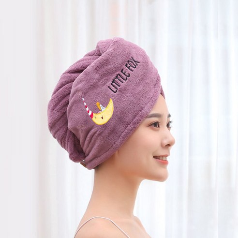 Women Girl Towels Bathroom Microfiber Towel Rapid Drying Hair Towel Magic Shower Cap Lady Quick-Dry, 1, Purple moon