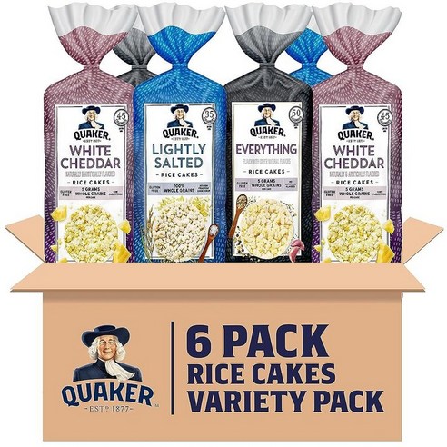 Quaker 라지 라이스 케이크 3가지 맛 6개입, 라이스 케이크, '토퍼' 버라이어티 팩