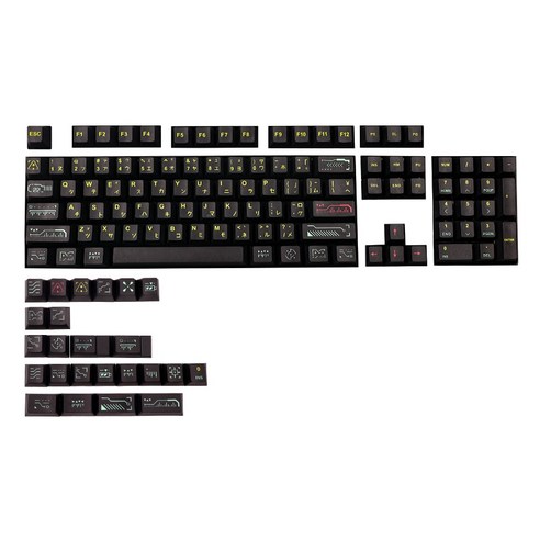 128 키 / 세트 블랙 AWAKEN KEYCAP PBT 5 측면 염료 Subbed 키 캡 MX 스위치 기계식 키보드 체리 프로필, 하나, 보여진 바와 같이