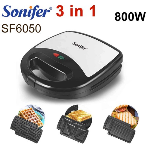 [SW] 3 In 1 와플 메이커 샌드위치 프레스 5 In 1 조리기구 빵 기계 케이크 아침 식사 기계 와플 포트 Sonifer, SF6050_러시아