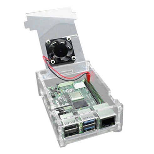 Raspberry PI 4 세대 아크릴 케이스가있는 팬 열 방출 투명 케이스 용 라스베리 PI 4B +, 보여진 바와 같이, 하나