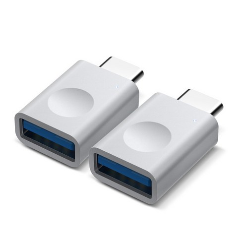 엘라고 알루미늄 USB C타입 LED 변환 어댑터 [2세트] USB-C타입 변환어댑터, 실버