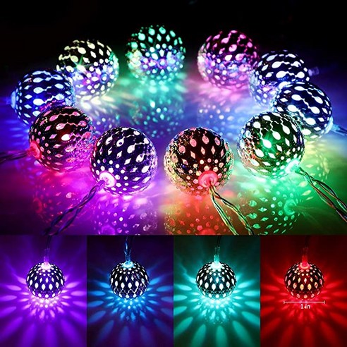 [LF] 태양광 아웃도어 모로코 램프 가든 샹들리에 장식, 5m 20LEDs_Multicolor