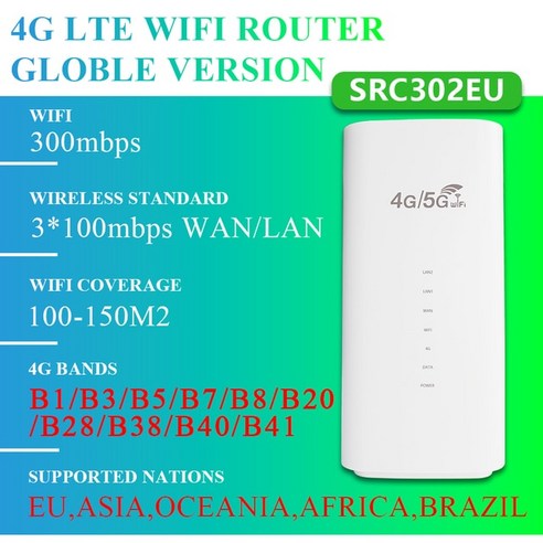 OPTFOCUS 4G LTE 와이파이 라우터 SIM 카드 슬롯 포함 300Mbps 3LAN VPN 4G SIM 카드 모뎀 무선 라우터 유럽 미국 경로, 01 OFS-SRC302EU_01 EU PLUG