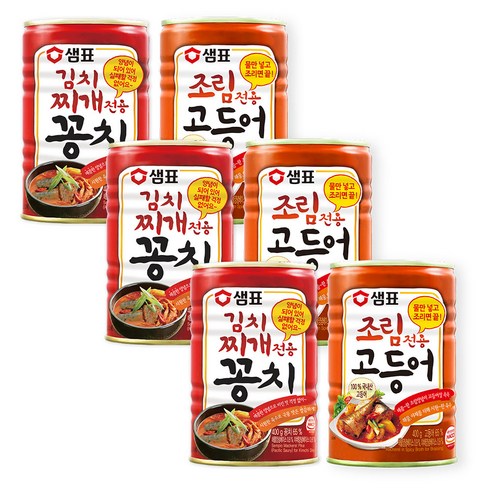 샘표 김치꽁치+조림용고등어 400g 2종 X 3세트 통조림캔