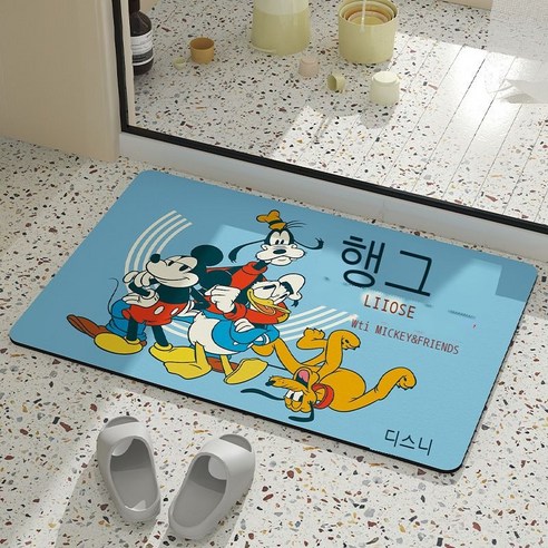 만화 매트 규조토 흡수 욕실 매트 화장실 미끄럼 방지 매트 화장실 입구 규조토 발판, 규조토 욕실 매트. - 디즈니 가족사진.