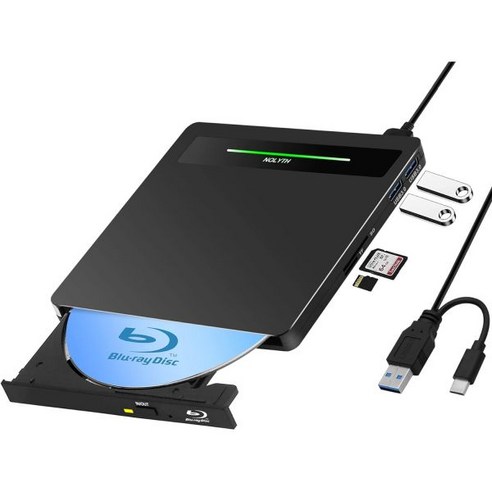 NOLYTH 외장 CD DVD 드라이브 USB 3.0 타입 C DVDCD 플레이어 버너 RW 광 디스크 드라이브컴퓨터 노트북 MacBook Windows 11 10 PC Linux, Blu Ray DVD Drive