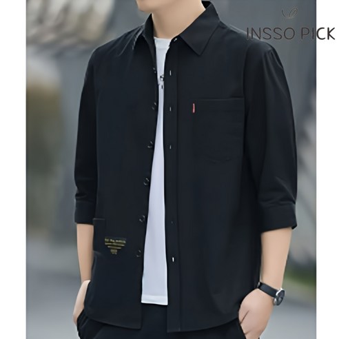 인쏘픽 남자 7부셔츠 간절기 캐주얼 포켓셔츠 데일리룩