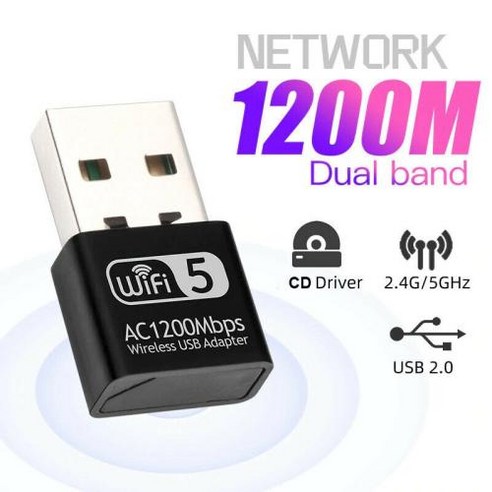 JCKEL-미니 소형 무선 네트워크 카드 USB WiFi 어댑터 이더넷 2.4G 5G 듀얼 밴드 Windows 데스크탑 노트북 WiFi 안테나 수신기용, 1. 1200Mbps A, 1.1200Mbps A