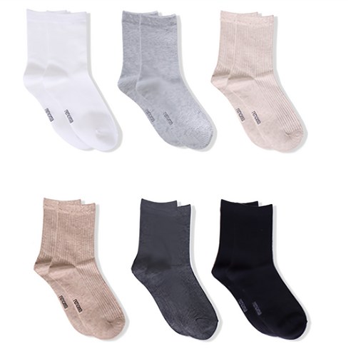 레노마 여성용 골지중목 양말 6족 세트, 혼합색상, 1세트 나이키양말