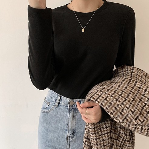 다바드 부드러운 여성 라운드 기모 티셔츠1P
