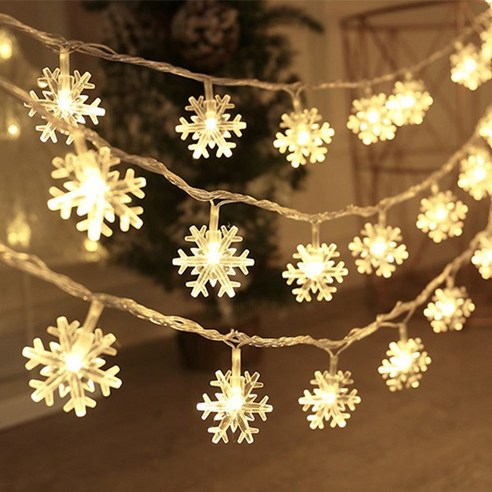 인블룸 눈꽃전구 LED 50구+건전지세트 크리스마스조명, 눈꽃(웜화이트)