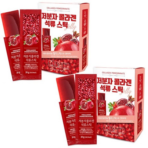 저분자 콜라겐 석류스틱 20g 15포 간편콜라겐 간편석류젤리 스틱 스틱석류, 2개